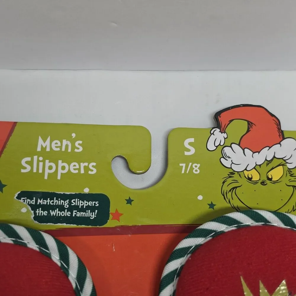 Dr. Seuss The Grinch Christmas Santa Holiday Men Slipper US SZ S 7/8  NEW NWT